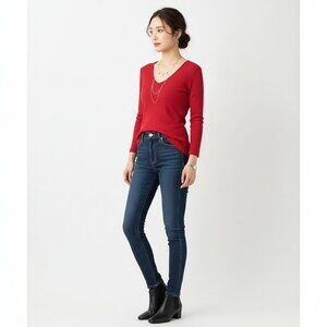 *U2B Cross Open Back Red Long Sleeve